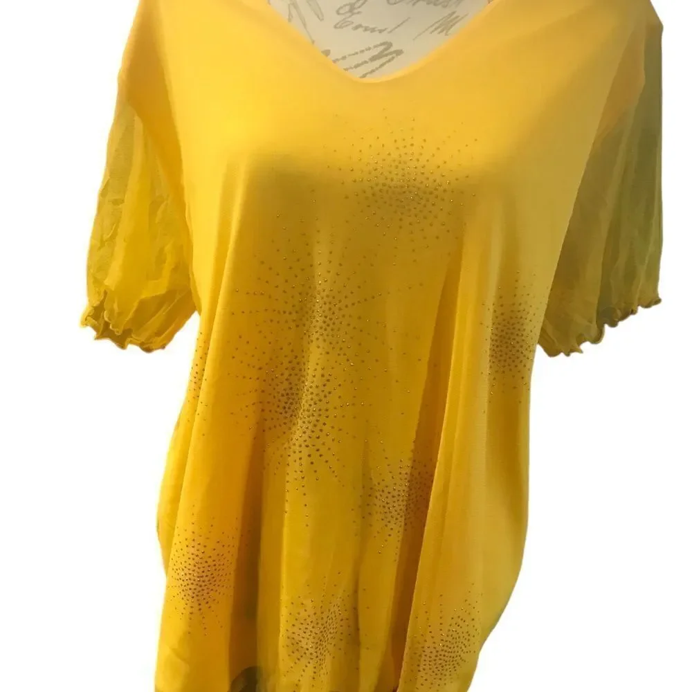 Giorgio Fiodine Yellow Blouse Plus Size Womens 26 28 NWT - Picture 2 of 16
